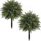 2 Pack Artificial Cedar Topiary Trees with Ground Spike 20.86" Faux Pine Shrubs Bushes UV Resistant Faux Evergreen Cedar Ball Tree for Front Door Porch Planters Indoor Outdoor Spring Summer Decor